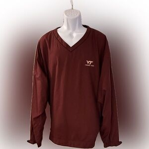 Men's Maroon V-Neck Windbreaker - Virginia Tech - VT logo - XXL